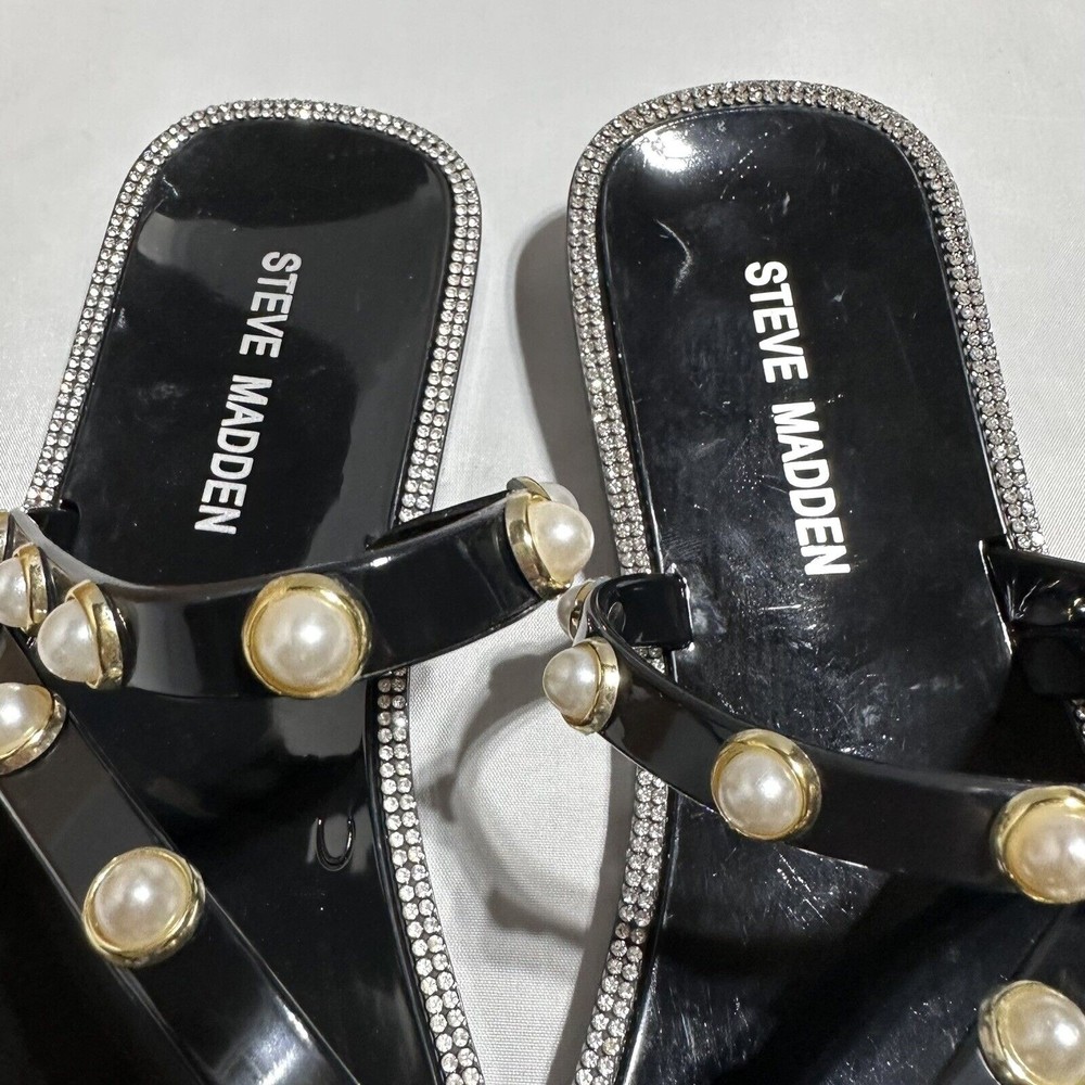 Steve Madden Nonii Womens Sz 7 Jelly Pearl Bling Rhinestone Slide Sandals NIB - Picture 6 of 9